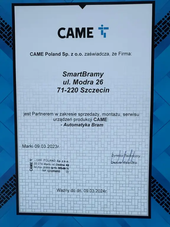 certyfikat came