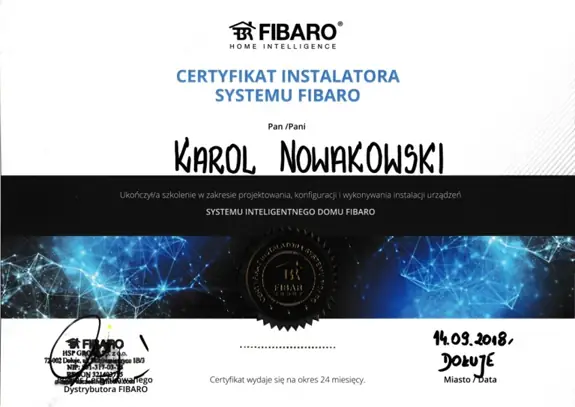 certyfikat fibaro