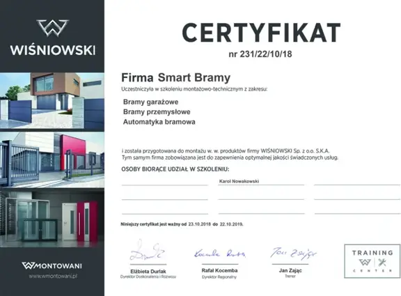 certyfikat wiśniowski